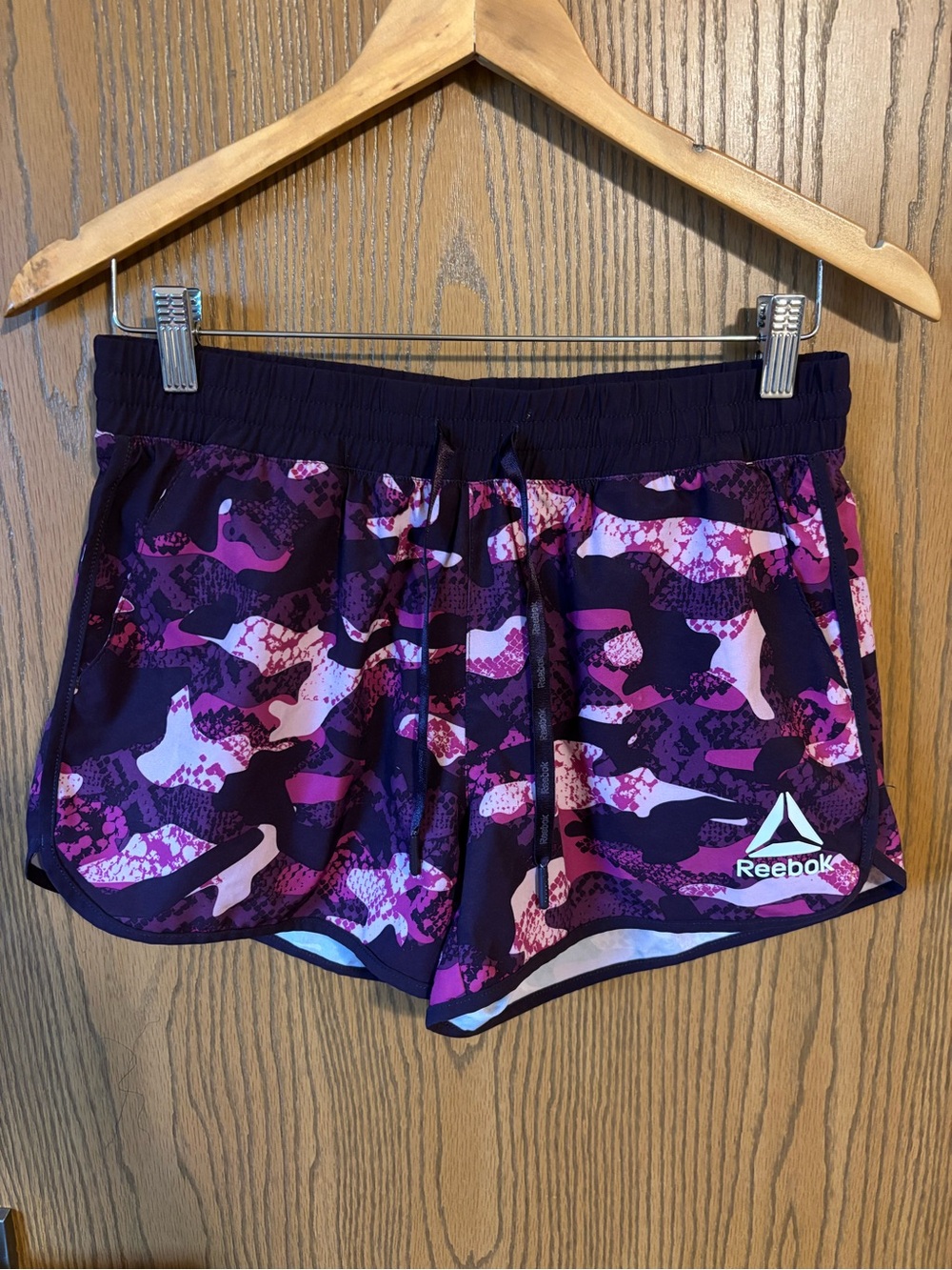 Reebok Women's Pink & Purple Camo Athletic Shorts